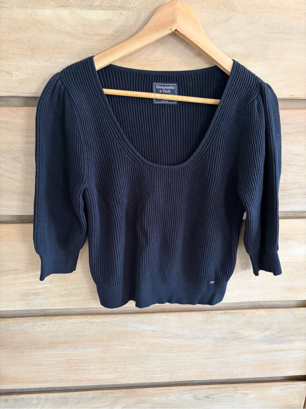 Abercrombie & Fitch Dark Navy Scoop Neck Knit Top